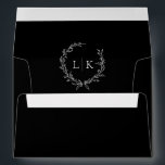 Monogram Wreath Black | White Classic Wedding Envelope<br><div class="desc">Elegant monogram wreath black and white wedding envelope.</div>