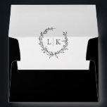Monogram Wreath Black | White Classic Wedding Envelope<br><div class="desc">Elegant monogram wreath black and white wedding envelope.</div>