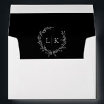 Monogram Wreath Black | White Classic Wedding Envelope<br><div class="desc">Elegant monogram wreath black and white wedding envelope.</div>