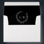 Monogram Wreath Black | White Classic Wedding Envelope<br><div class="desc">Elegant monogram wreath black and white wedding envelope.</div>