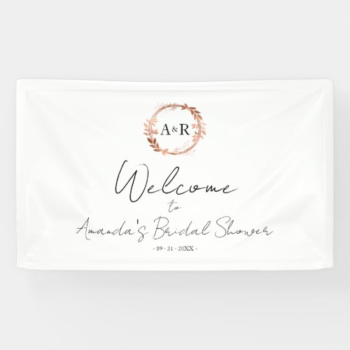 Monogram Wreath Bridal Shower Welcome Sign Banner