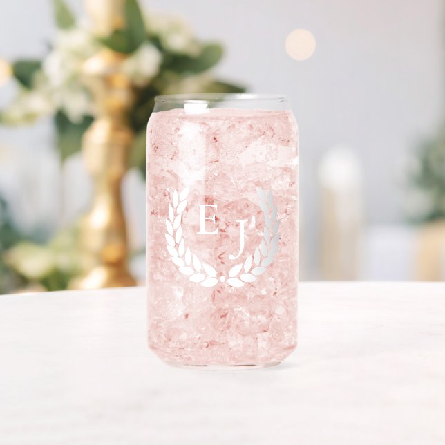 Monogram Wreath Can Glass (Insitu (Wedding))
