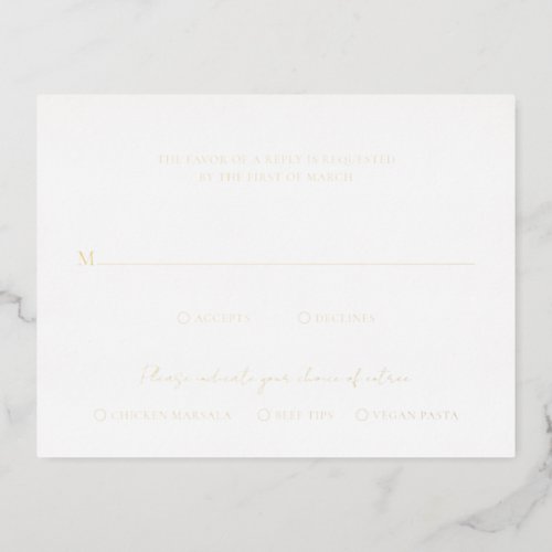 Monogram Wreath Crest Gold Foil Wedding RSVP Card