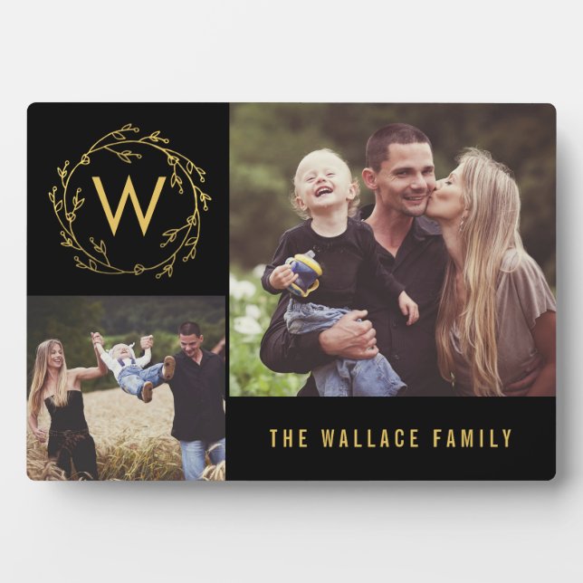 Monogram Wreath Editable Color Custom Photo Frame (Front)