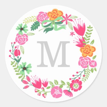 Monogram Wreath | Envelope Seal by FINEandDANDY at Zazzle