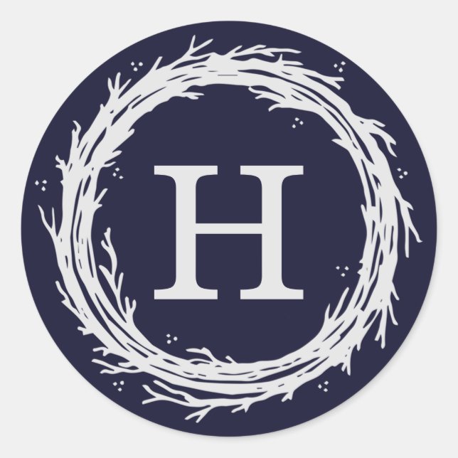 Monogram Wreath Holiday Sticker Labels (Front)