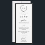 Monogram Wreath Instant Download Wedding Menu Card<br><div class="desc">Elegant botanical monogram wreath black and white wedding flat menu card.</div>