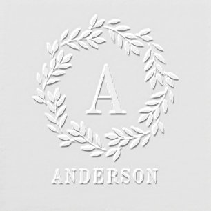 Monogram Wreath Name Initial Custom Embosser