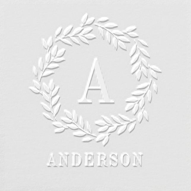 Monogram Wreath Name Initial Custom Embosser (Design)