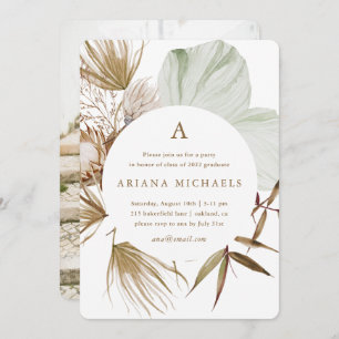 Monogram Wreath One Photo Graduation Party Invitation