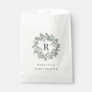 Monogram wreath paper favor bag