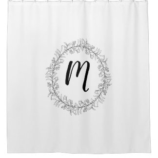Monogram Wreath Personalize Shower Curtain