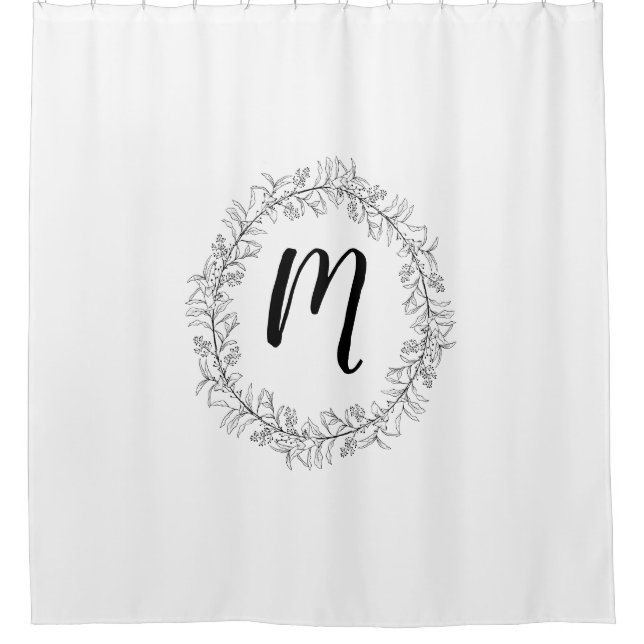 Monogram Wreath Personalize Shower Curtain (Front)