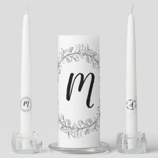 Monogram Wreath Personalize Unity Candle Set