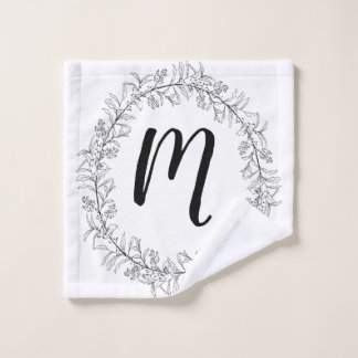 Monogram Wreath Personalize Wash Cloth