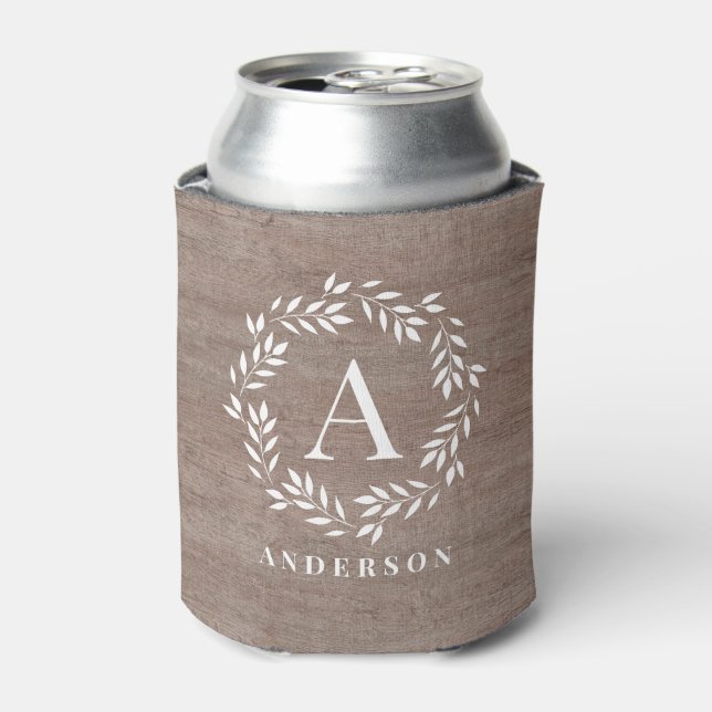 Monogram Wreath Personalized Can Cooler (Can Front)