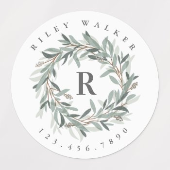 Monogram Wreath Personalized Name Kids' Labels by stacey_meacham at Zazzle