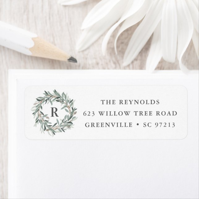 Monogram wreath return address label (Insitu)