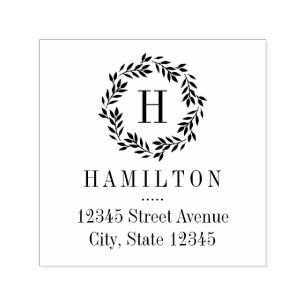 Monogram Wreath Return Address Self-Inking Stamp