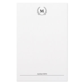 Monogram wreath stationery paper
