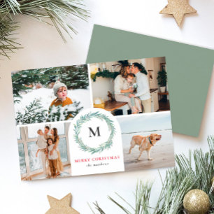 Monogram Wreath Template Christmas Card