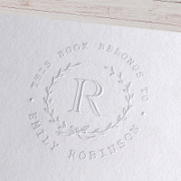 Monogram Wreath This Book Belongs to Bookplate