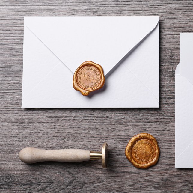 Monogram Wreath Tropical Floral Wedding Wax Seal Stamp (Creator Uploaded)