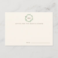 Monogram Wreath Wedding Advice Cards | Forest