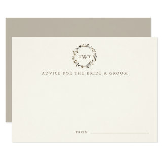 Monogram Wreath Wedding Advice Cards | Twig
