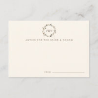 Monogram Wreath Wedding Advice Cards | Twig