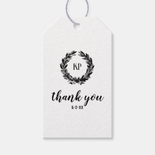 Monogram Wreath Wedding Custom Favors Gift Tags