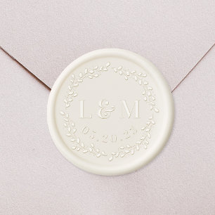 Monogram Wreath Wedding Save the Date Wax Seal Stamp