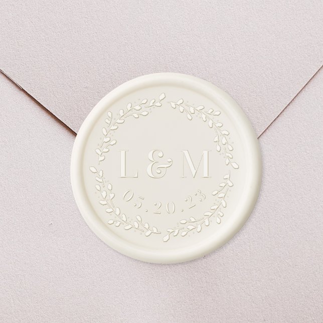 Monogram Wreath Wedding Save the Date Wax Seal Stamp (Creator Uploaded)