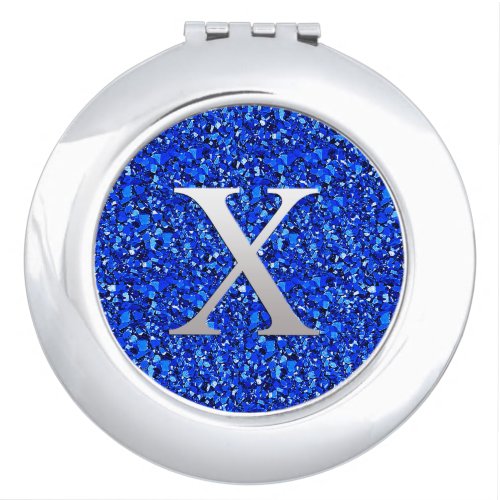 Monogram X druzy crystal _ Sapphire blue Vanity Mirror