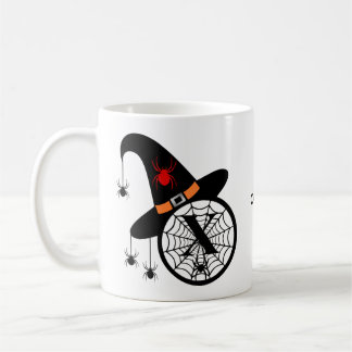 Monogram X Halloween Witch Spiders Your Name Coffee Mug