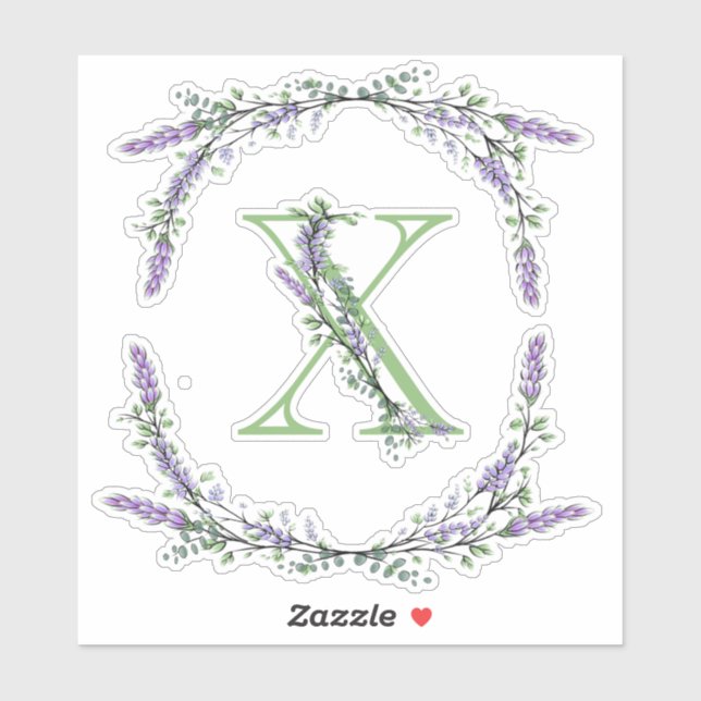 Monogram X Lavender Eucalyptus Sticker (Sheet)