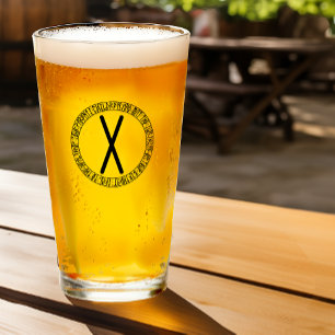 Monogram X -Norse Viking Rune Style Fun Pint Glass