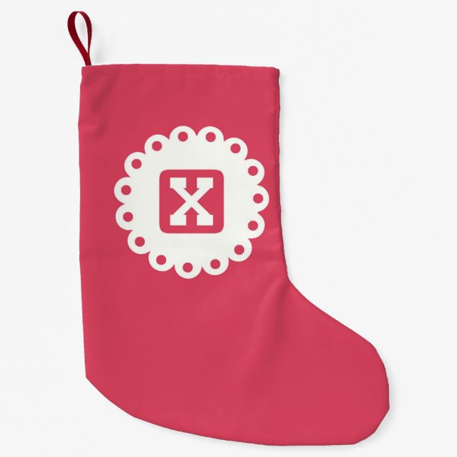 MONOGRAM "X" SMALL CHRISTMAS STOCKING (Front)