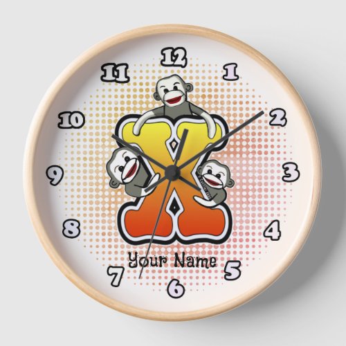 Monogram X Sock Monkey clock