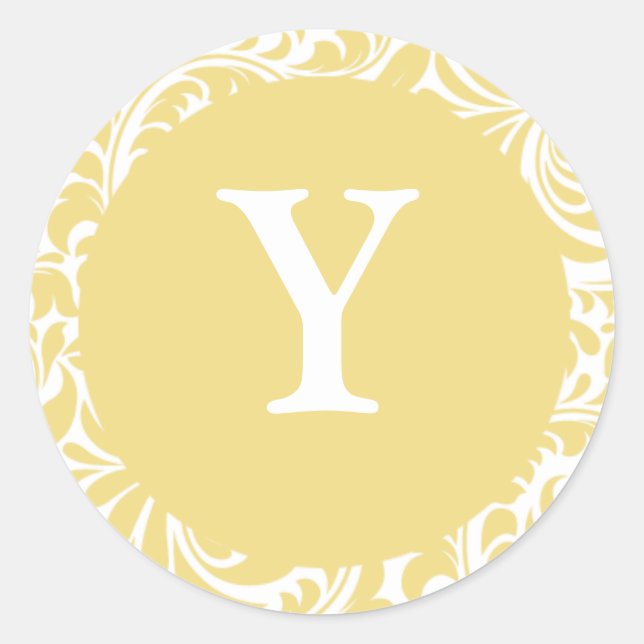 Monogram Y Antique Gold Designer Wedding Monograms Classic Round Sticker (Front)