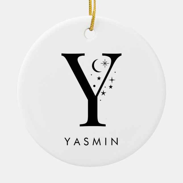Monogram Y Celestial Name  Ceramic Ornament (Front)