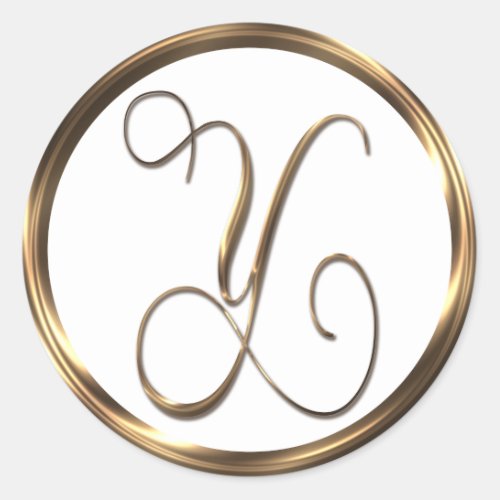 Monogram Y Faux Bronze Classic Round Sticker