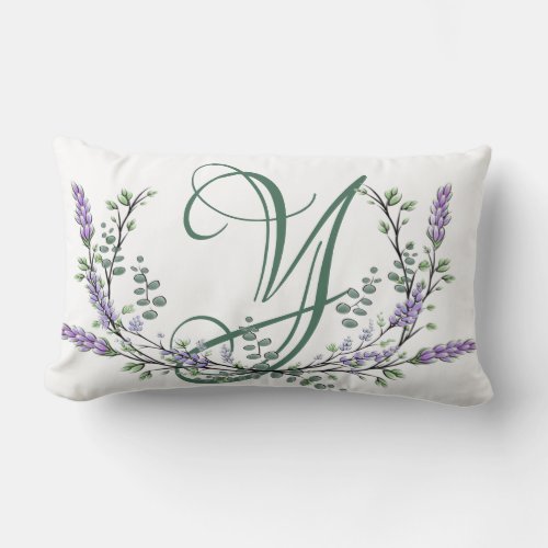 Monogram Y Lavender Eucalyptus Lumbar Pillow