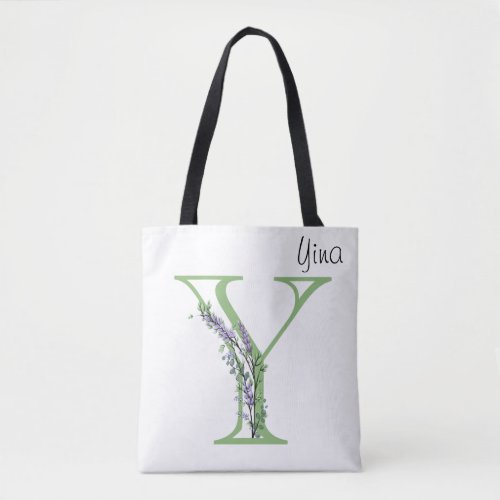 Monogram Y Lavender Eucalyptus Tote Bag