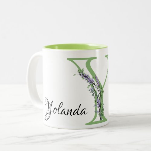 Monogram Y Lavender Eucalyptus Two_Tone Coffee Mug