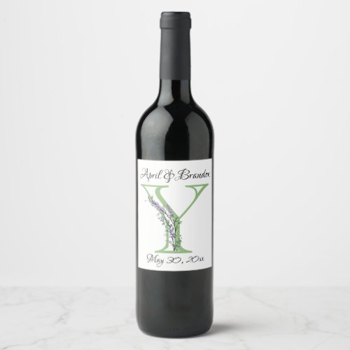 Monogram Y Lavender Eucalyptus  Wine Label