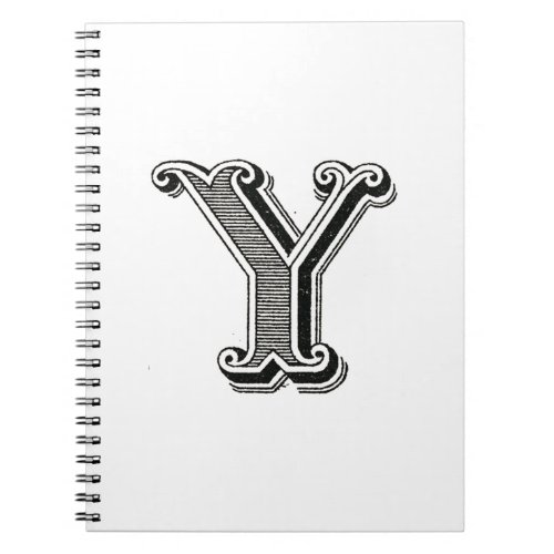 Monogram Y Letter Y Alphabet Y Black and White Notebook