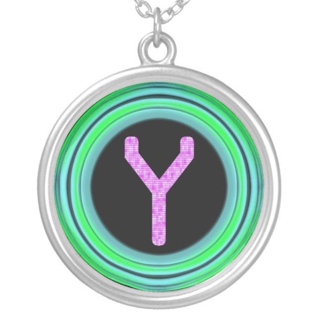 Monogram "Y" Silver Plated Necklace (Front)