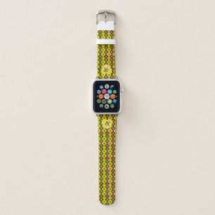 Monogram Yellow and black ripple pattern Apple Watch Band