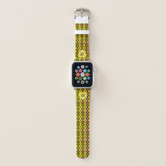 Monogram Yellow and black ripple pattern Apple Watch Band (Front)